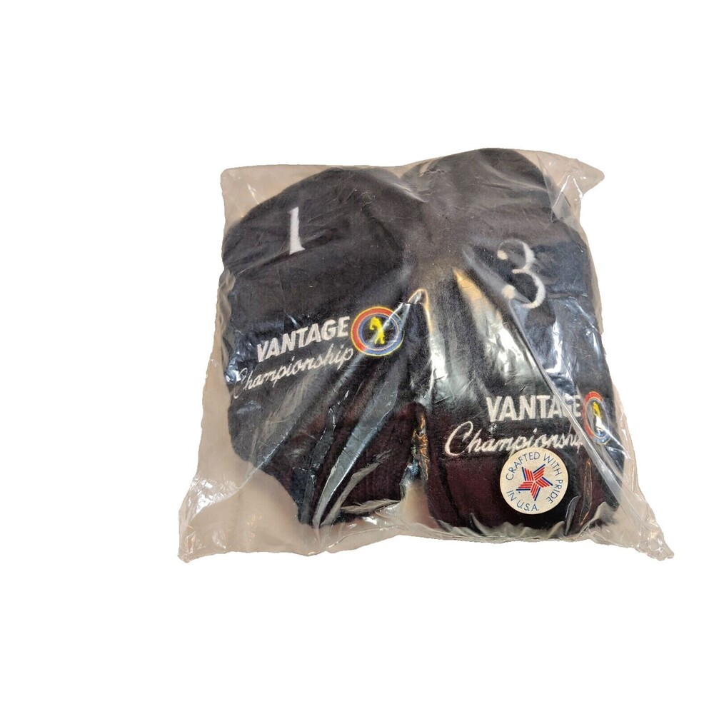 3 Vtg New Vantage Championship Golf Club Head Covers 1, 3, X Made in USA Black